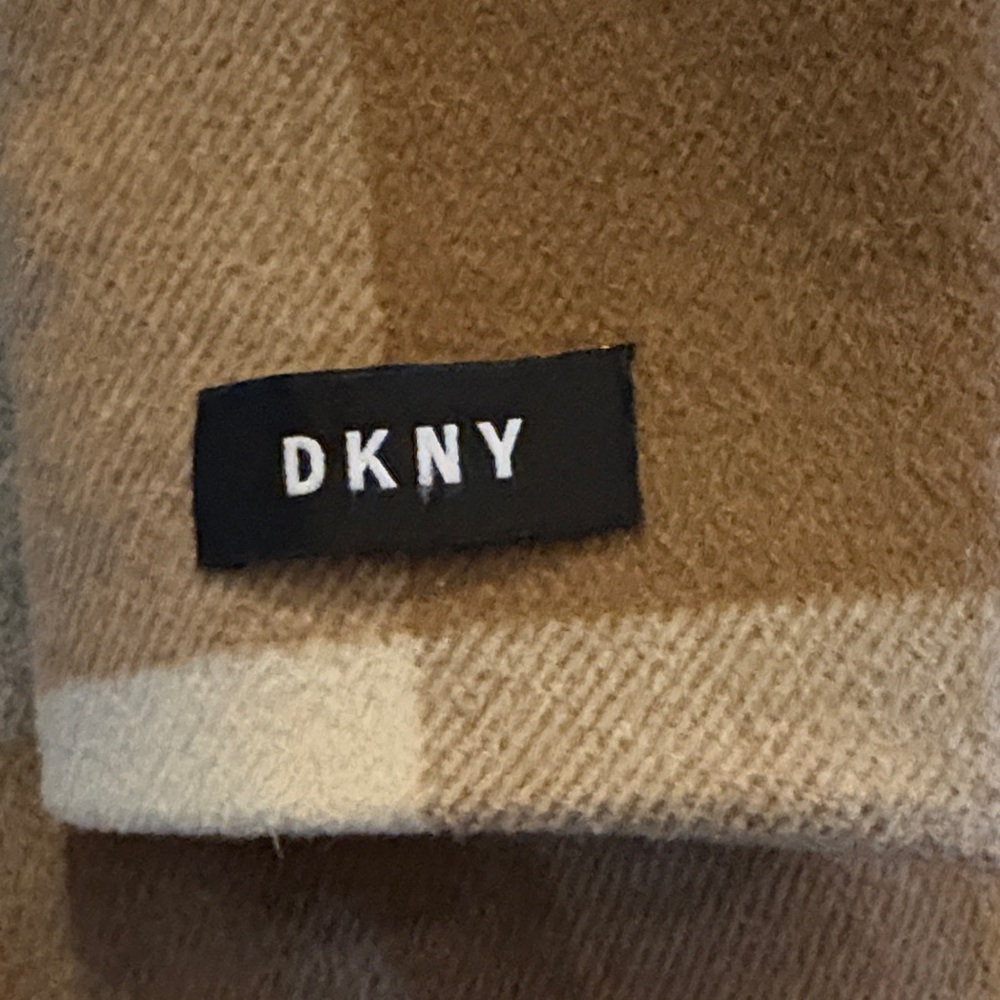 DKNY Women's Checkered wool coat - Brown and Gray - Picture 3 of 10